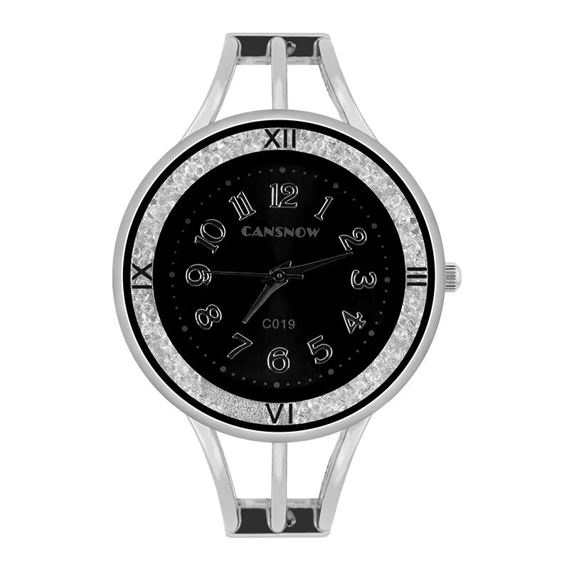CANSNOW New Women's Watch Bangle Fashion Wristwatch Quartz Woman Casual Rhinestone Ladies Bracelet Relogio Clock montre femme