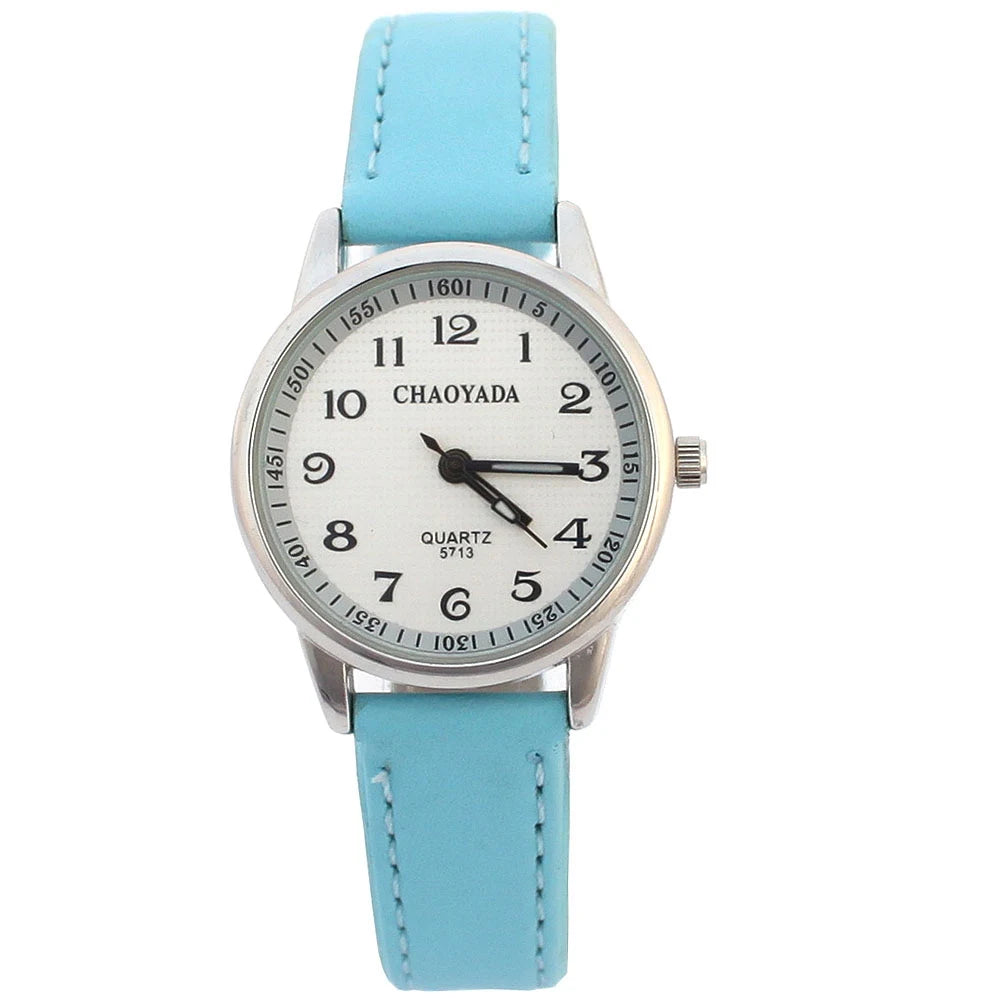 Child Watches Girl Leather Strap Learn Time Kids Watch Students Quartz Wristwatch Casual Fashion Children's Gifts