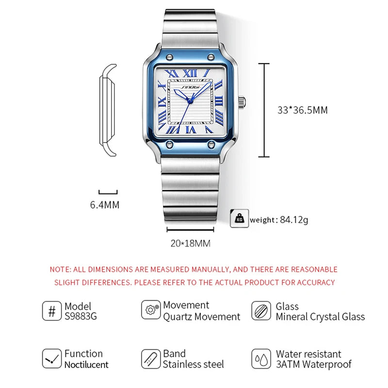 Casual Design Men's Quartz Watches Fashion Stainless Steel Man's Wristwatches Business Square Male Relogio Masculino