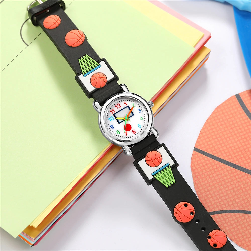 Kids Colors Basketball pattern Watch For Primary school student Soft Wristwatch