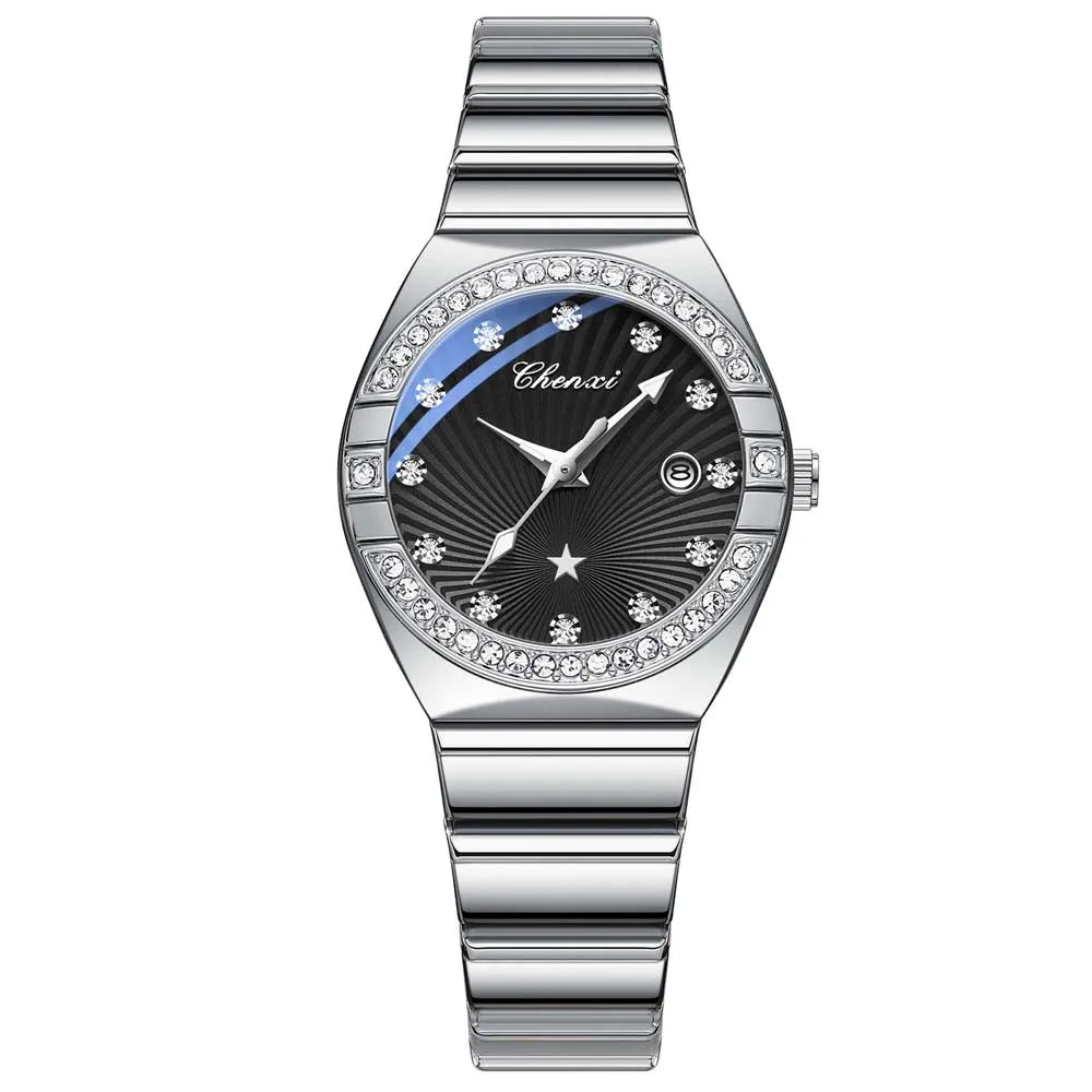 New Women Watch Round Quartz Diamond-Studded Wristwatch Date Luminous Waterproof Stainless Steel Watch Ladies Gift Relojes Para