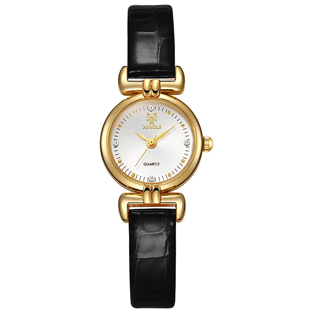 Ladies Fashion 2025 New Small Simple Diamonds Quartz Watch Business White Leather Women's Dress Clock Gift Wristwatch