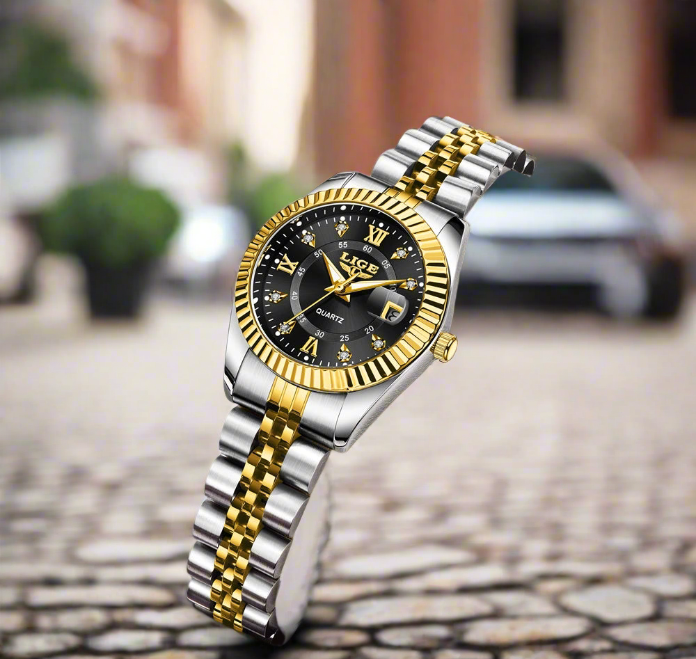 LIGE Fashion Woman Watch Stainless Steel Waterproof Auto Date Elegant Ladies Wristwatch Luxury Original Quartz Watch for Women