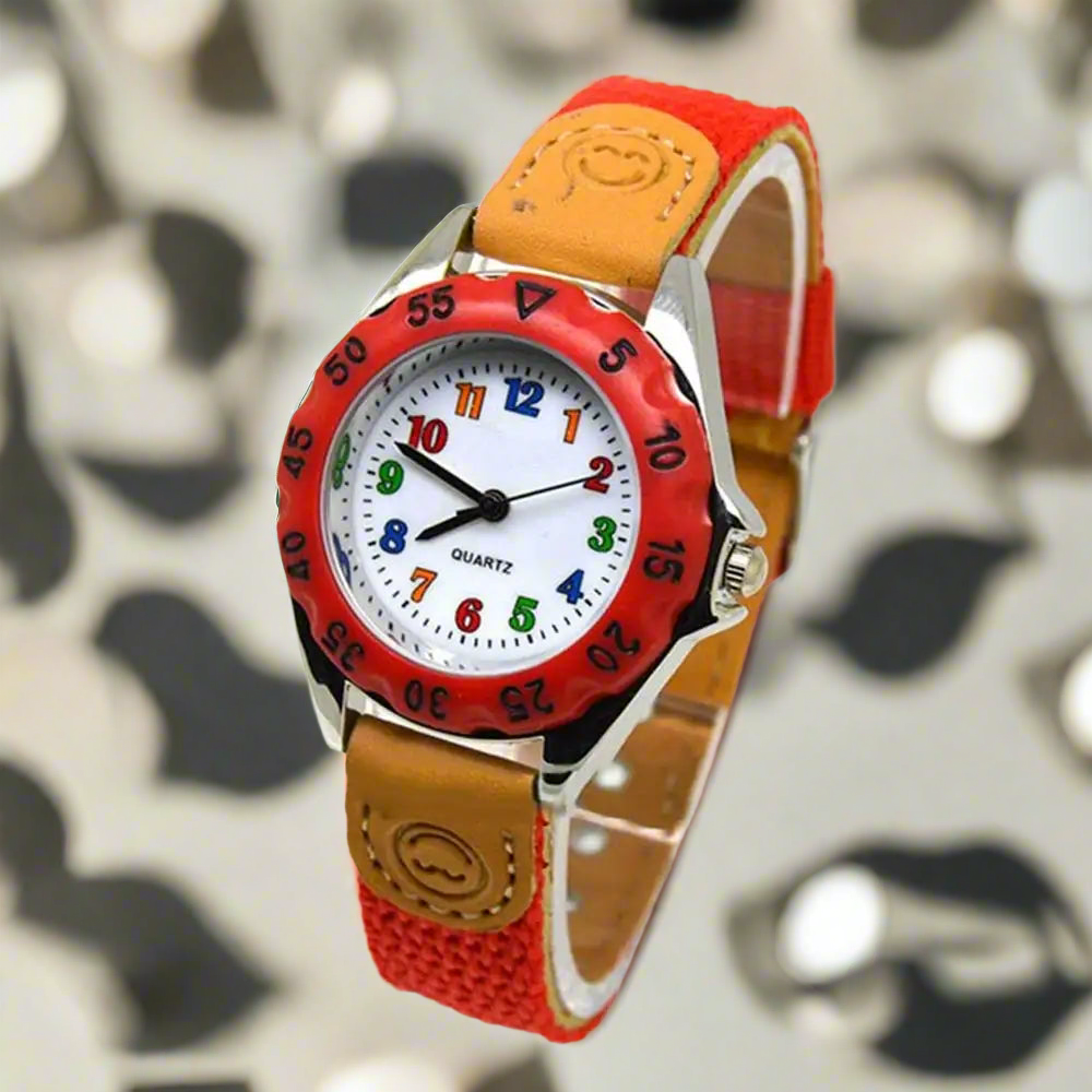 Cute Boys Girls Quartz Watch Kids Children's Fabric Strap Student Time Clock Wristwatch Colorful Number Dial birthday Gifts