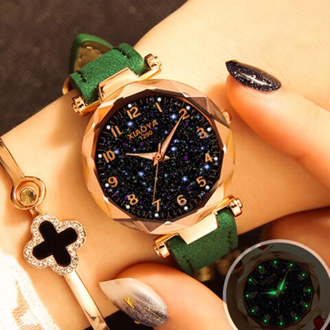 Women Watches Star Sky Dial Clock Luxury Rose Gold Women's Bracelet Quartz Wrist Watches New