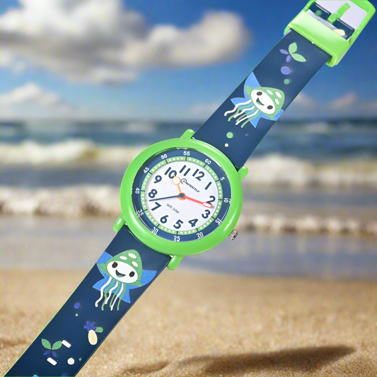 Kids Watch Cute Dolphin Cartoon Quartz Waterproof Silent Outdoor Sports Glow Rubber Boys' Watch Girls' Watch Childhood Clock