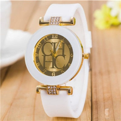 Leather Brand Geneva Casual Quartz Watch Women Crystal Silicone Watches Relogio Feminino Wrist Watch