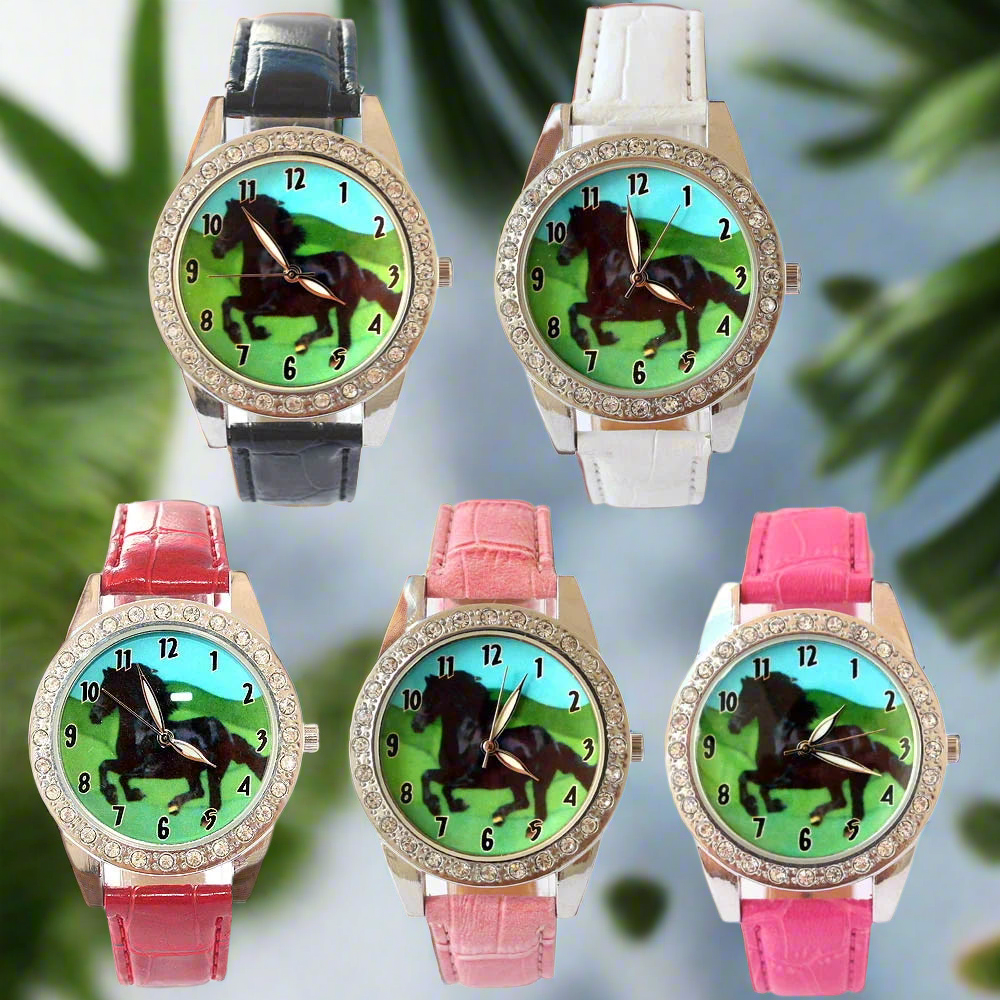 Top Brand Kids Children Fashion Watches Quartz Leather Strap Wrist Watch Boys Girls watches cartoon watches horse dial