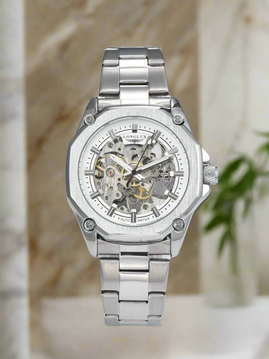 LONGLUX Men automatic mechanical watch luxury watches waterproof skeleton sport style fashion wholesale stainless steel gift