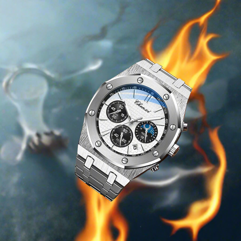 Luxury Business Man Watch High Quality Chronograph Moon Phase Quartz Watches Original Waterproof Clock Male