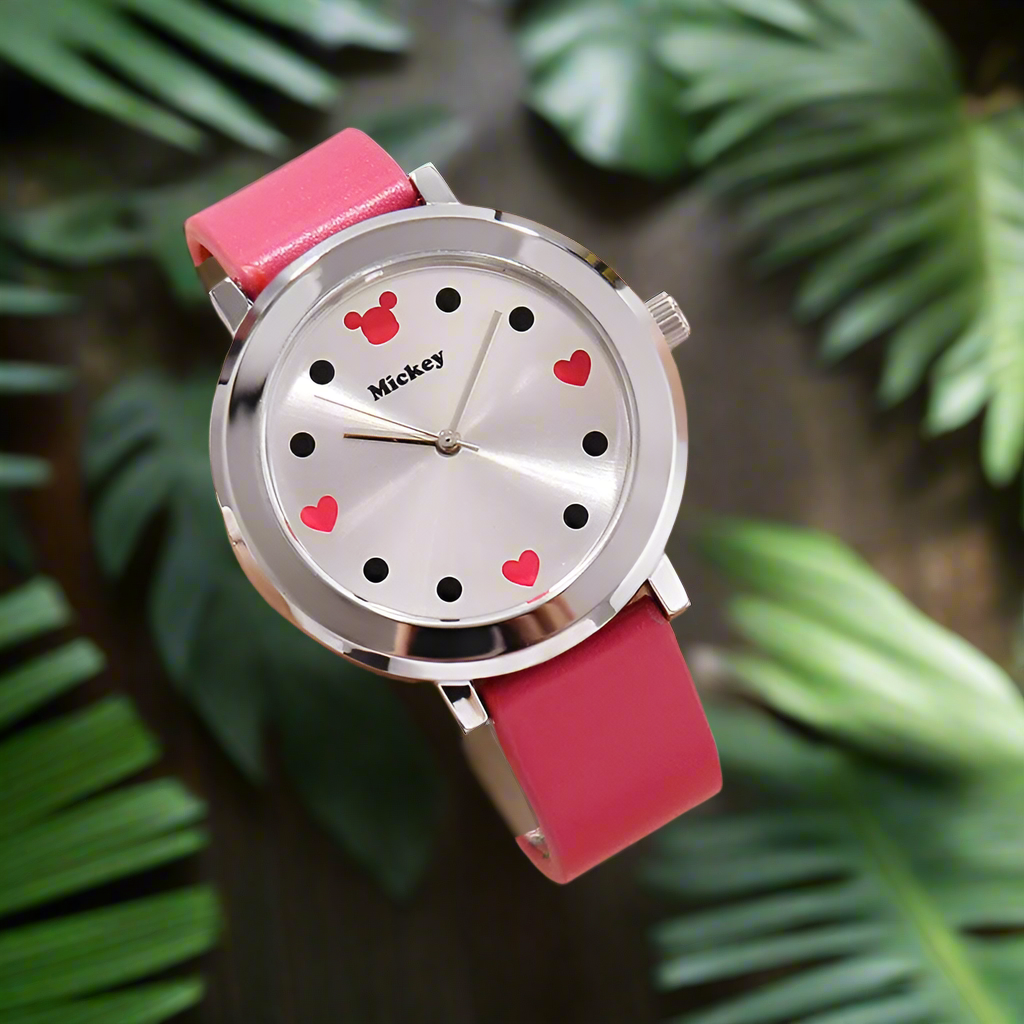 Disney Mickey mouse quartz Wristwatch simple true belt ultra-thin dial watch women Water Resistant Leather Alloy Buckle