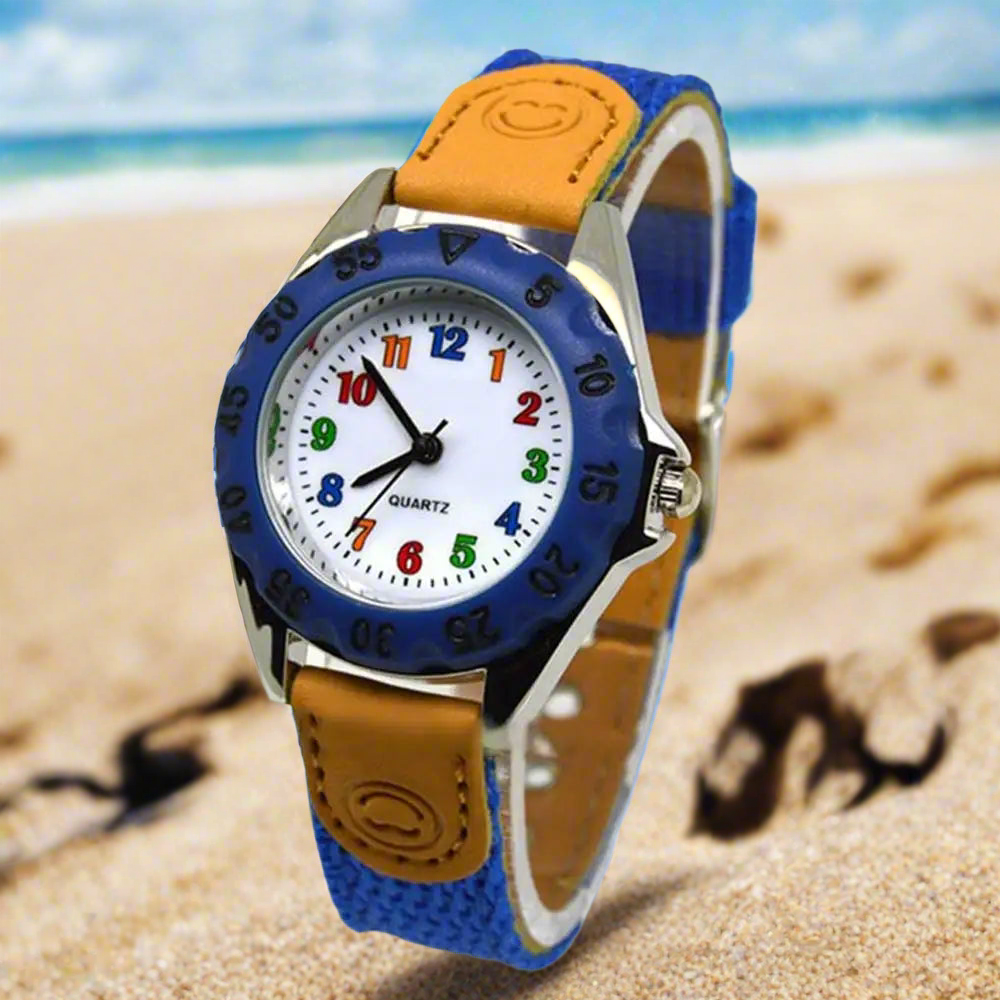 Cute Boys Girls Quartz Watch Kids Children's Fabric Strap Student Time Clock Wristwatch Colorful Number Dial birthday Gifts
