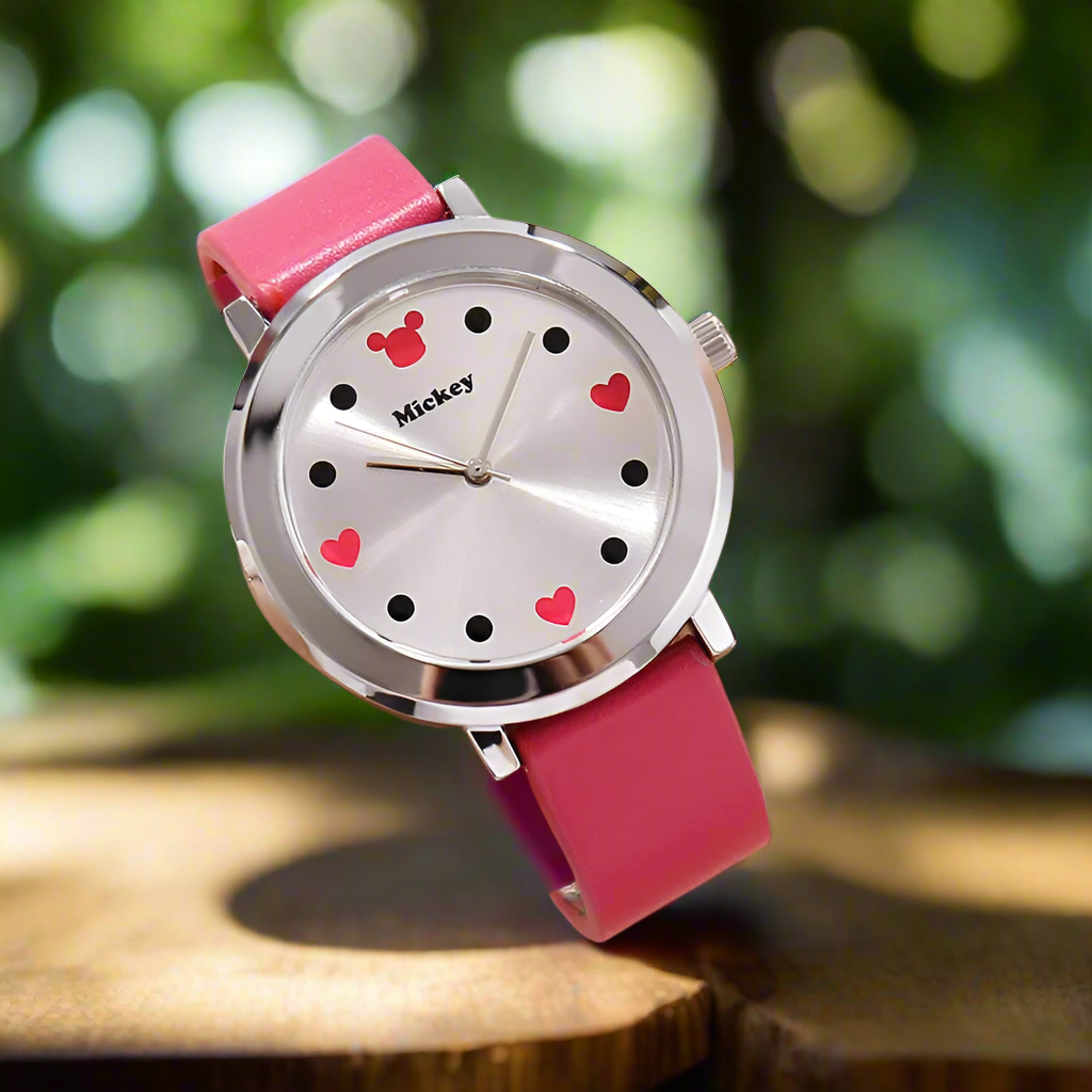 Disney Mickey mouse quartz Wristwatch simple true belt ultra-thin dial watch women Water Resistant Leather Alloy Buckle