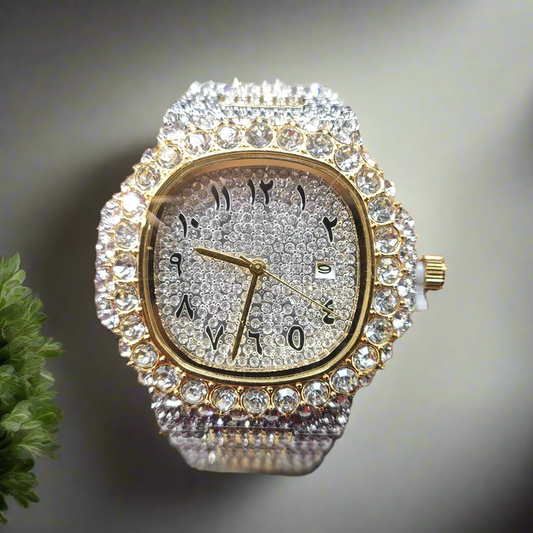 Luxury Brand Men Quartz Watch Fashion Square Hip Hop Diamond Out Sparkling Jewelry Waterproof Stainless Steel Wristwatch Man New