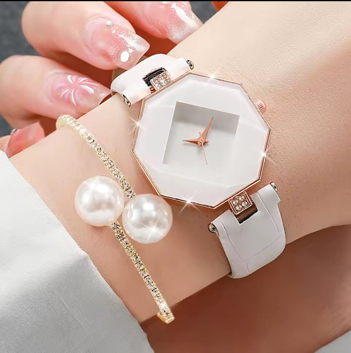 Women Watch Set Luxury Fashion Colourful PU Leather Strap Ladies Quartz Wristwatch Alloy Bracelet For Ladies Gift