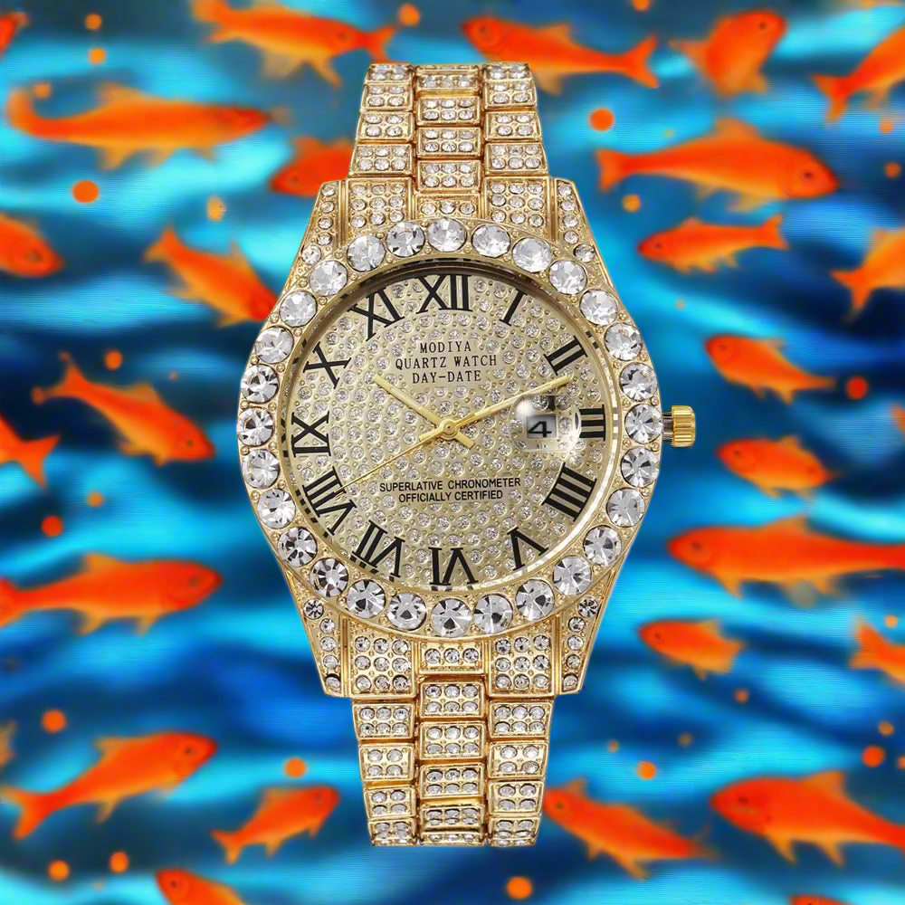 Hip Hop Diamond Bling Watch Men Gold Color Men’s Quartz Watches Luxury Male Clock Relogio Masculino Dropshipping Gifts