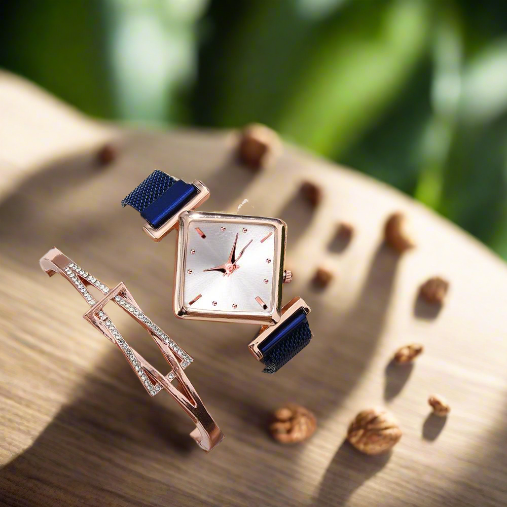 Women Square Watch Luxury Ladies Quartz Magnet Buckle Gradient Color Watches Relogio Feminino For Gift Clock