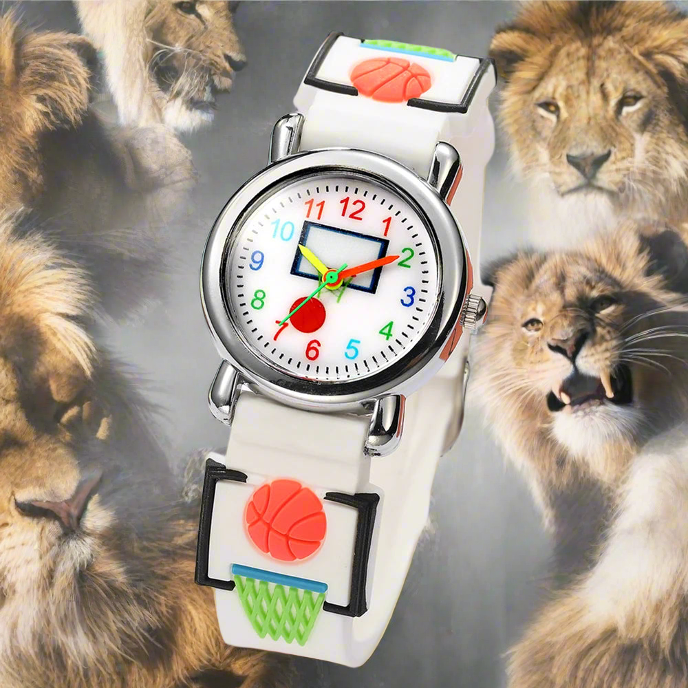 Kids Colors Basketball pattern Watch For Primary school student Soft Wristwatch