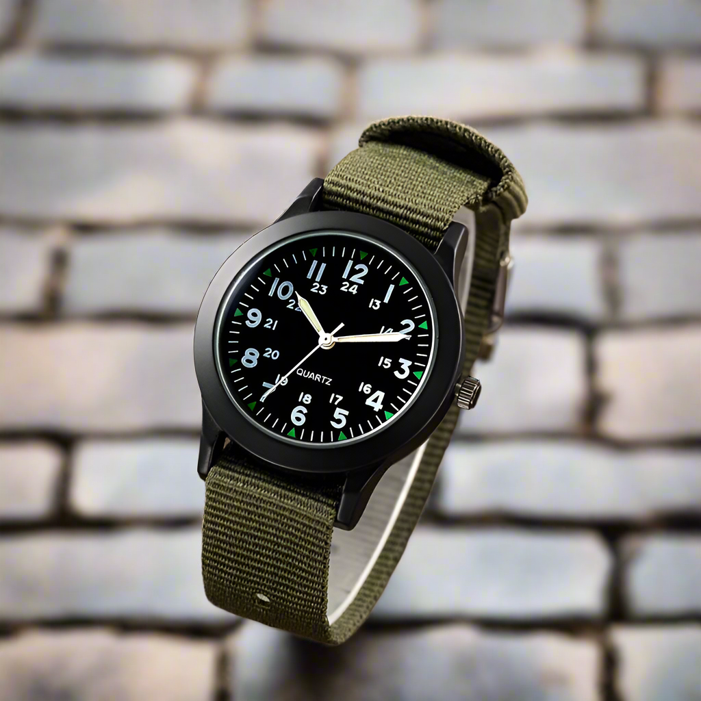 Children Boys Girls 24hours Canvas Luminous Pointer Quartz Wristwatches Kids Students Waterproof Watches for Girls Boys