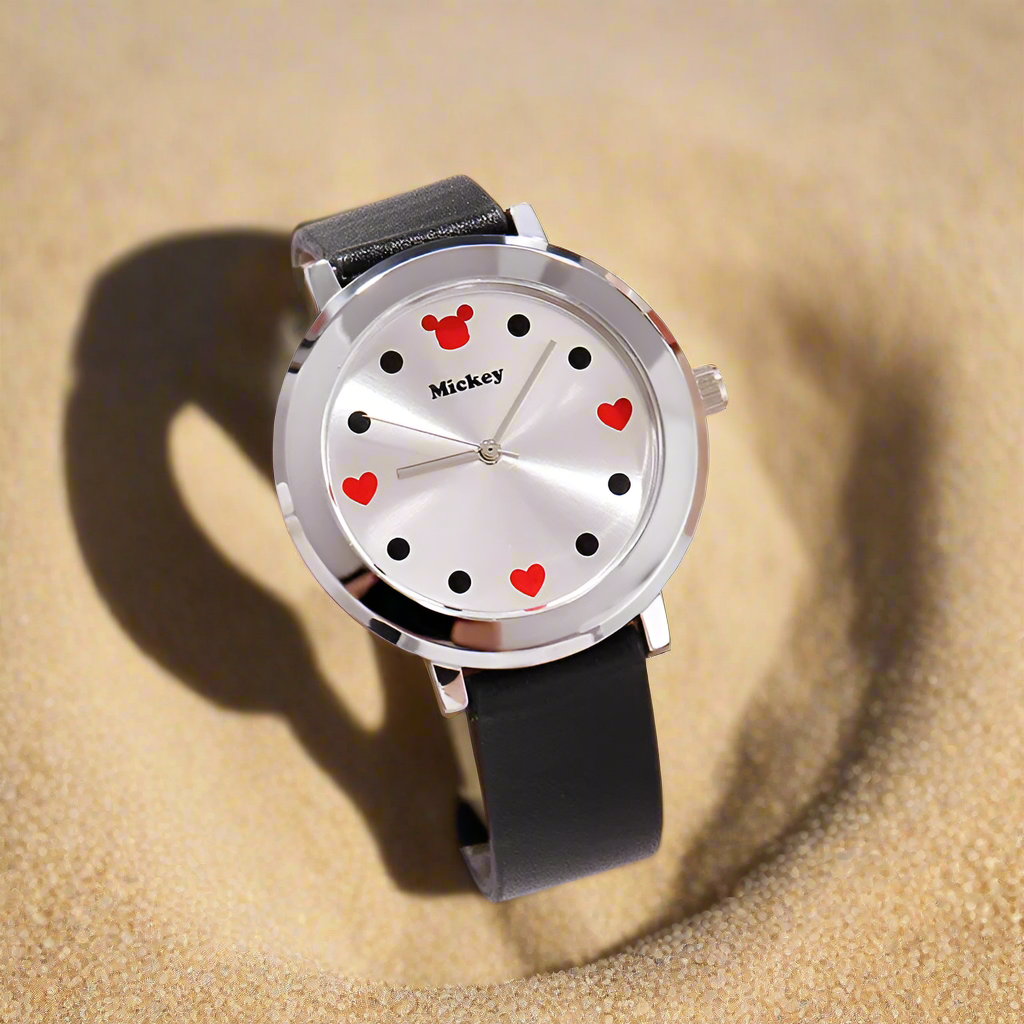 Disney Mickey mouse quartz Wristwatch simple true belt ultra-thin dial watch women Water Resistant Leather Alloy Buckle