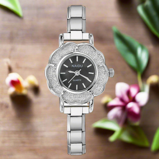 Women's Quartz Watches with Zirconia Flower Inlay Luxury Chic Design Stainless Steel Strap  Party Birthday Gift for Her