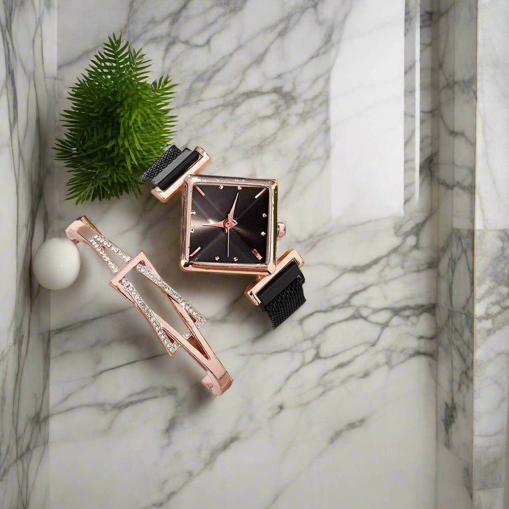 Women Square Watch Luxury Ladies Quartz Magnet Buckle Gradient Color Watches Relogio Feminino For Gift Clock