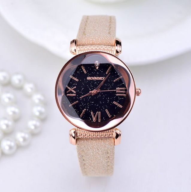 Gogoey Brand Rose Gold Leather Watches Women ladies casual dress quartz wristwatch