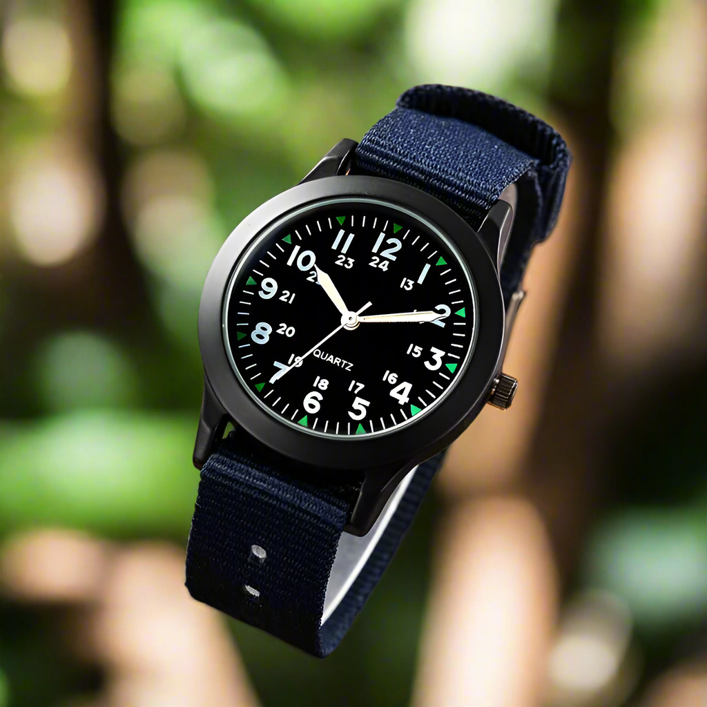 Children Boys Girls 24hours Canvas Luminous Pointer Quartz Wristwatches Kids Students Waterproof Watches for Girls Boys