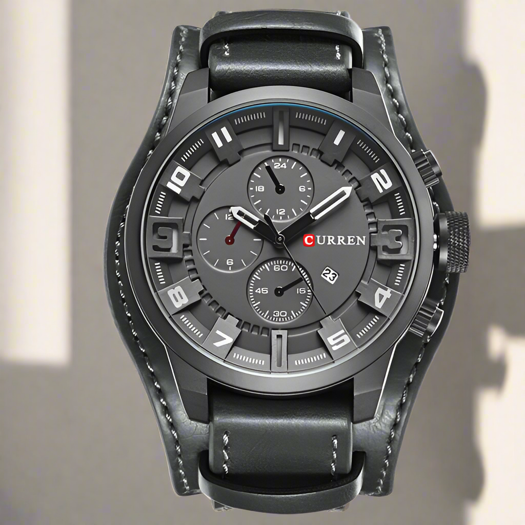 Mens Watches Military Sports Men Watch Quartz Date Clock Casual Leather Wrist Watch Relog