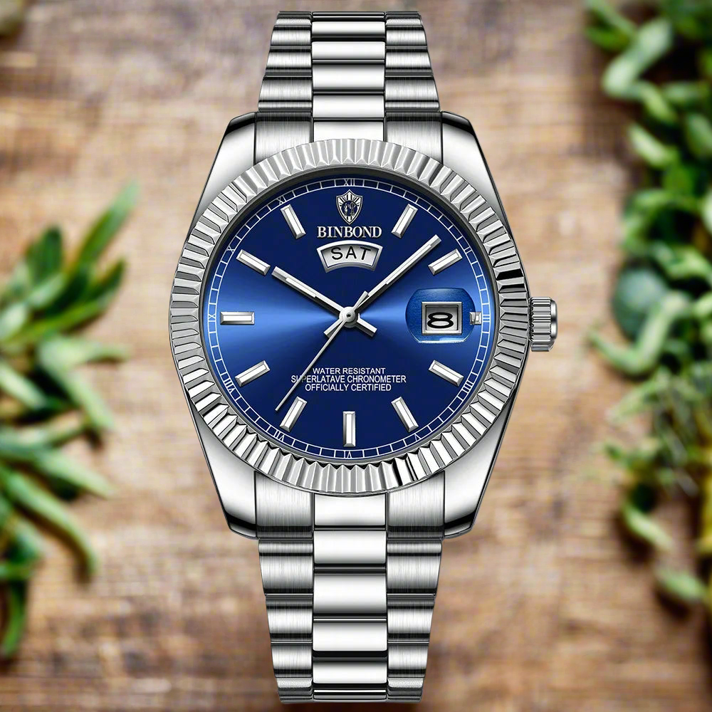 Mens Fashion Business Sports Quartz Watch 30M Waterproof Luminous Classic Calendar Creative Clock Mens Wristwatch BINBOND