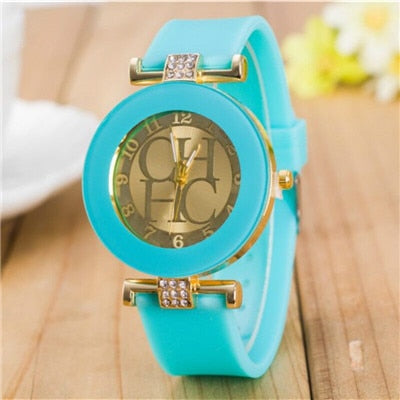 Leather Brand Geneva Casual Quartz Watch Women Crystal Silicone Watches Relogio Feminino Wrist Watch