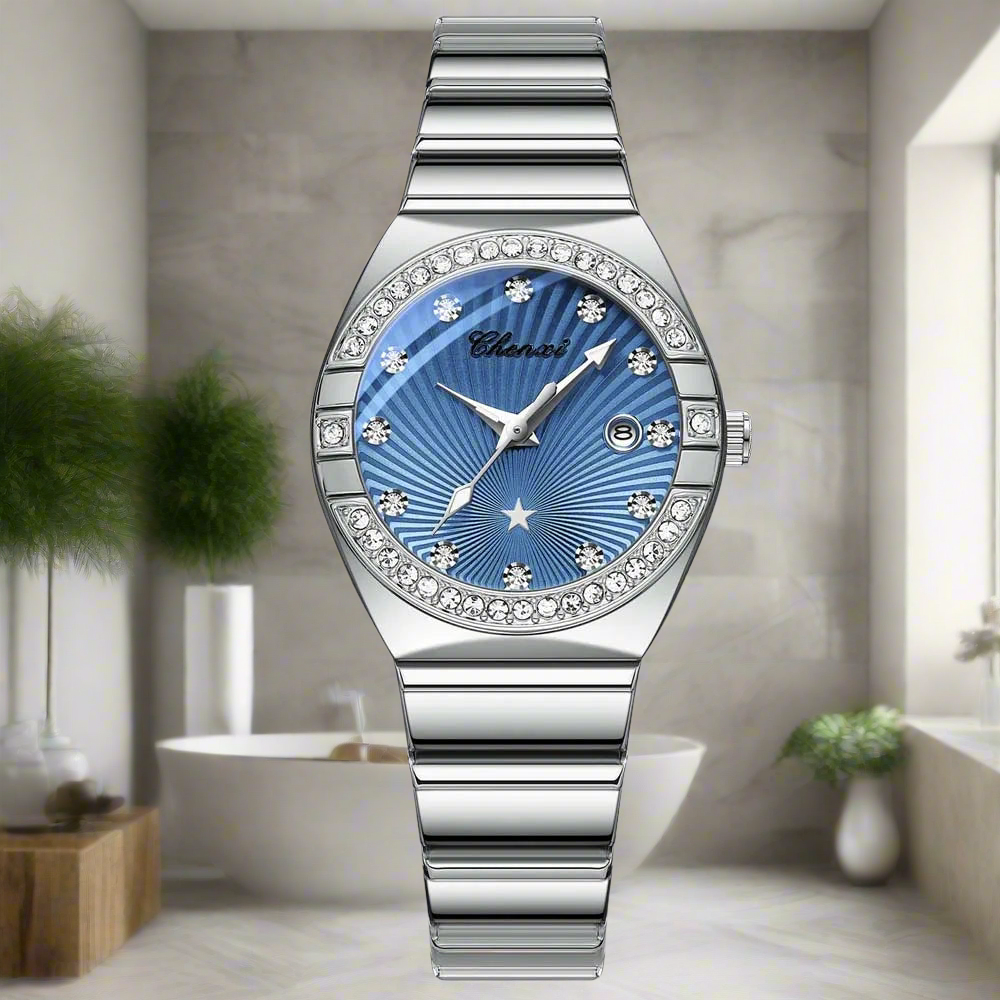 New Women Watch Round Quartz Diamond-Studded Wristwatch Date Luminous Waterproof Stainless Steel Watch Ladies Gift Relojes Para