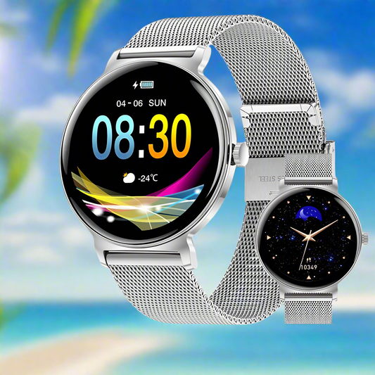 Fashion 1.27inch AMOLED Women's Smart Watch Always Display Time Smartwatch Ladies Heart Rate Monitor BT Call Waterproof Bracelet
