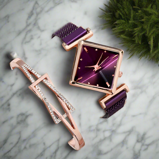 Women Square Watch Luxury Ladies Quartz Magnet Buckle Gradient Color Watches Relogio Feminino For Gift Clock