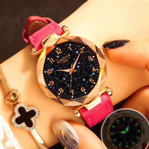 Women Watches Star Sky Dial Clock Luxury Rose Gold Women's Bracelet Quartz Wrist Watches New