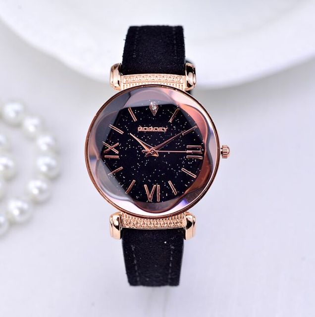Gogoey Brand Rose Gold Leather Watches Women ladies casual dress quartz wristwatch