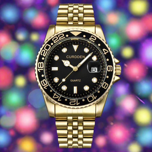 Design CURDDEN Brand Watches For Men Fashion Full Stainless Steel Golden Date Quartz Watch