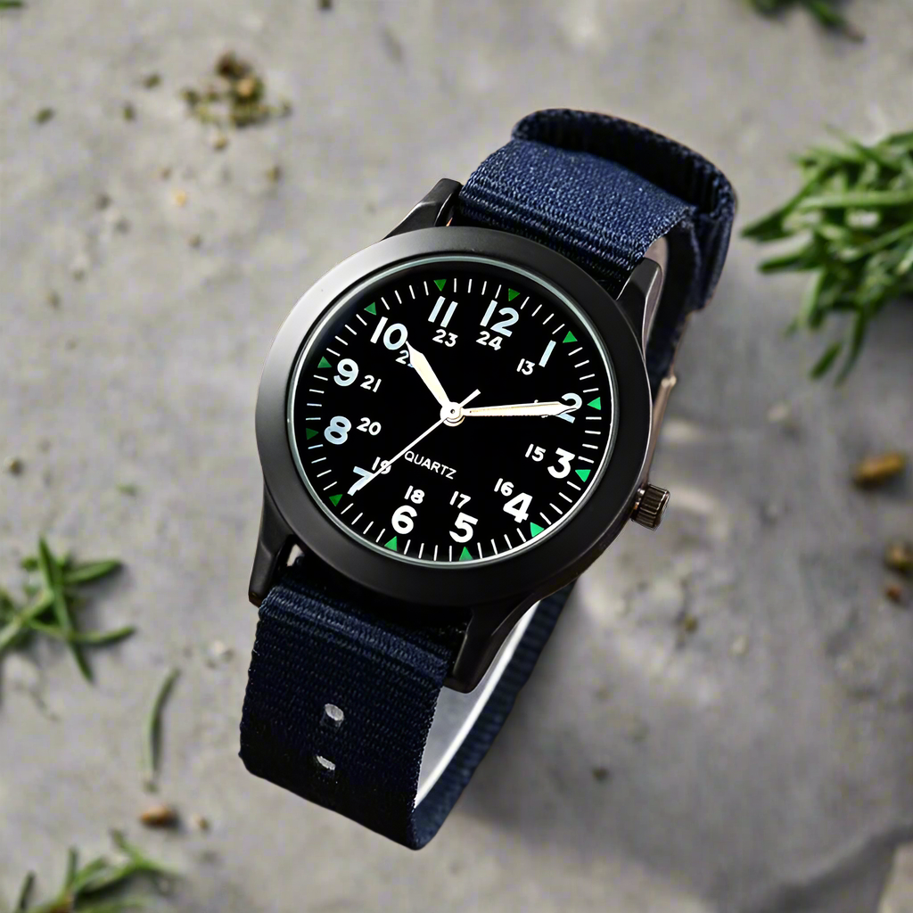 Children Boys Girls 24hours Canvas Luminous Pointer Quartz Wristwatches Kids Students Waterproof Watches for Girls Boys