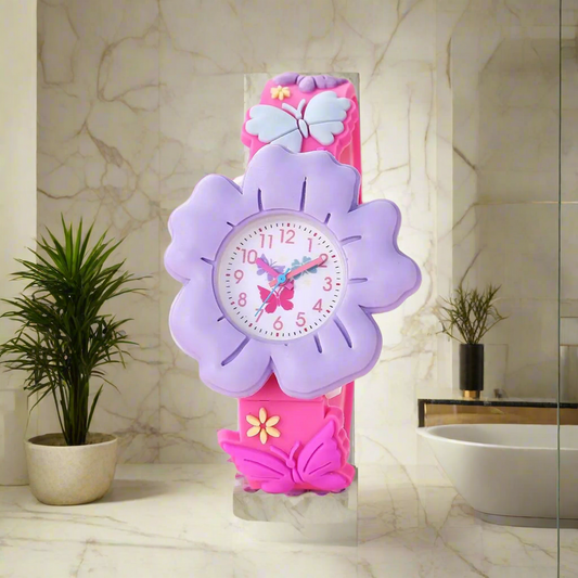 New Children's Flower Butterfly Cartoon Watch 3D Pattern PVC Soft Adhesive Skin friendly Children's Learning Watch