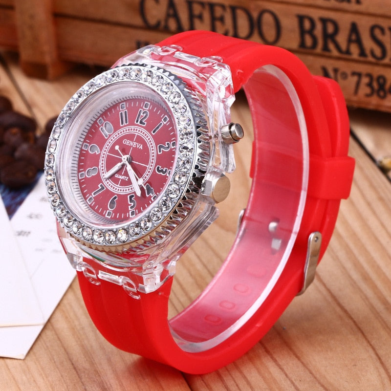 Women /Ladies Led Flash Luminous Watch Personality Lovers Jellies Woman Watches