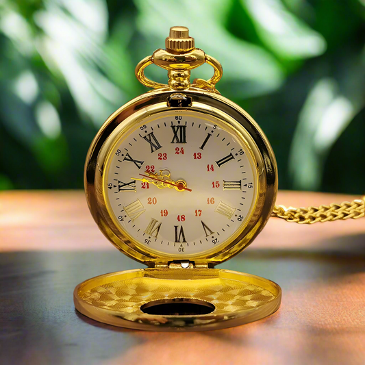 Luxury Gold Roman Numerals Quartz Pocket Watch Chain Men Women Hollow Case Vintage Pendant Necklace Best Gifts for Men Women