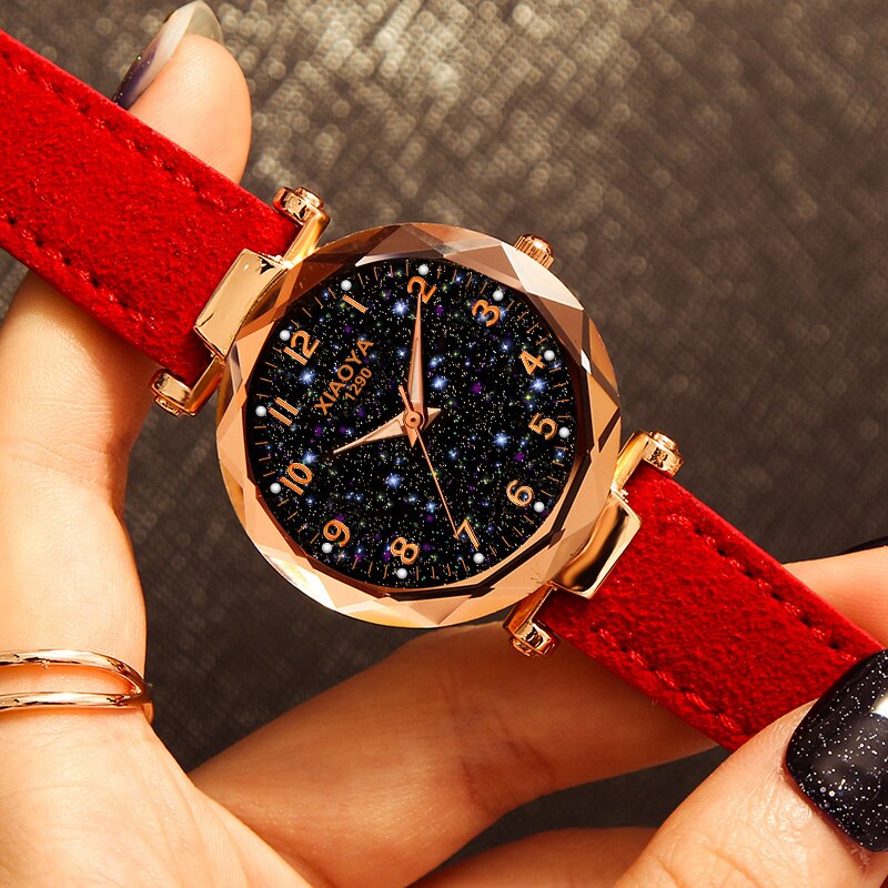 Women Watches Star Sky Dial Clock Luxury Rose Gold Women's Bracelet Quartz Wrist Watches New
