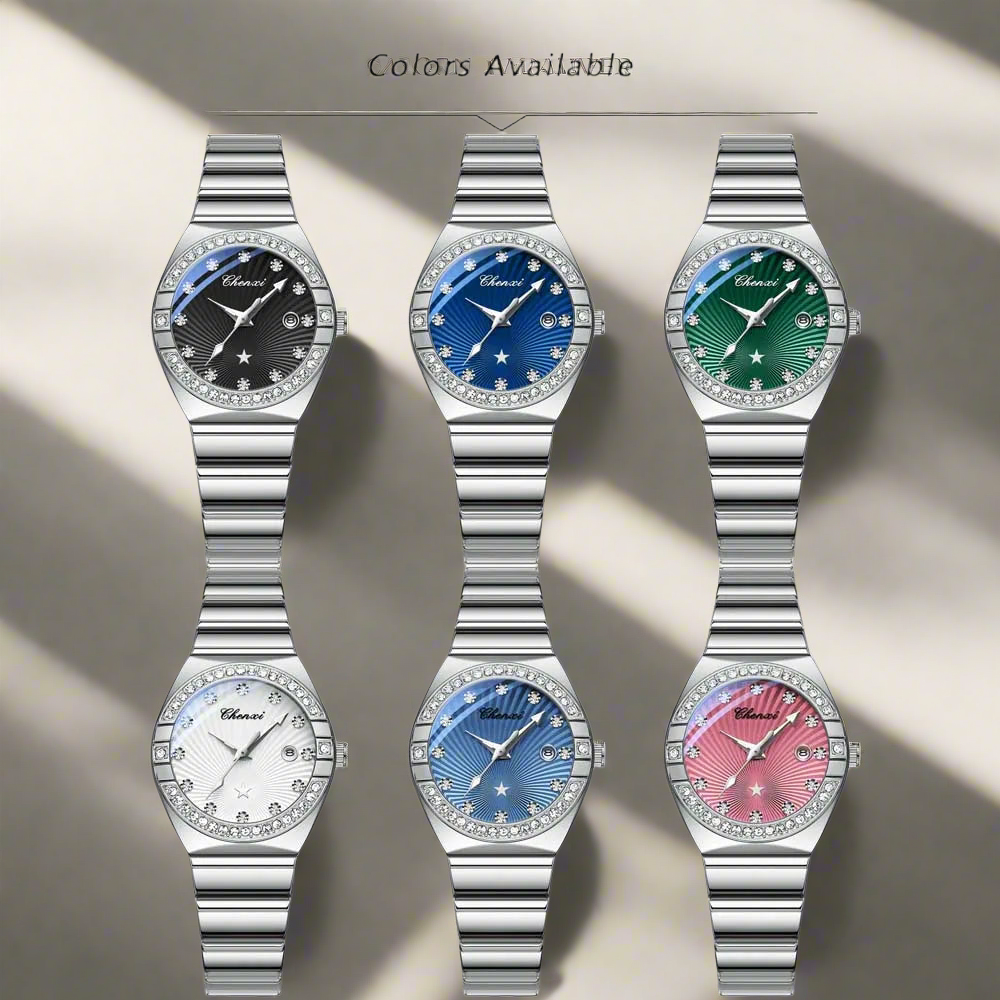 New Women Watch Round Quartz Diamond-Studded Wristwatch Date Luminous Waterproof Stainless Steel Watch Ladies Gift Relojes Para