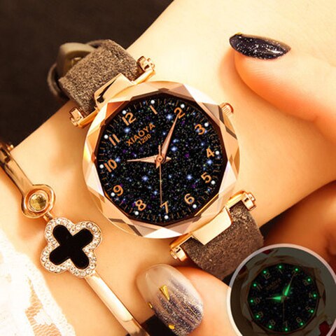 Women Watches Star Sky Dial Clock Luxury Rose Gold Women's Bracelet Quartz Wrist Watches New