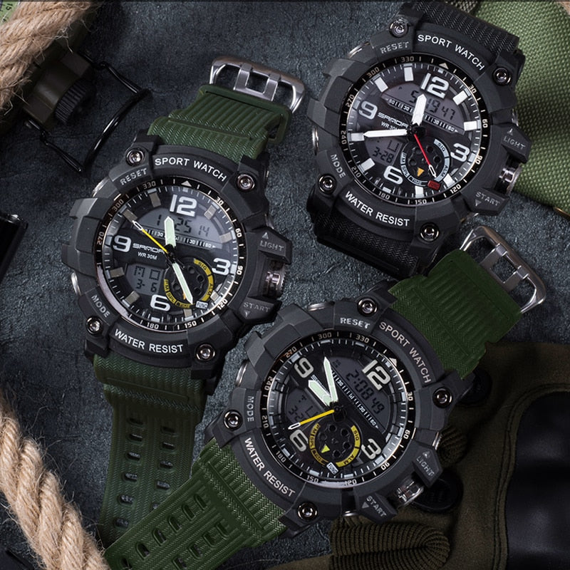 Brand Wrist Watch Men Watches Military Army Sport Style Wristwatch Dual Display Male Watch For Men Clock Waterproof Hours