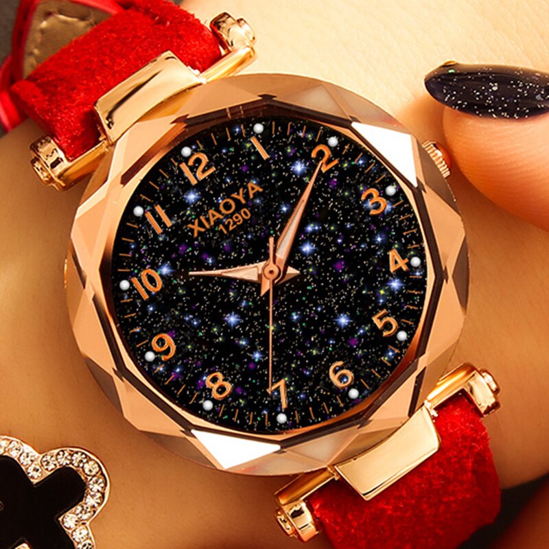 Women Watches Star Sky Dial Clock Luxury Rose Gold Women's Bracelet Quartz Wrist Watches New