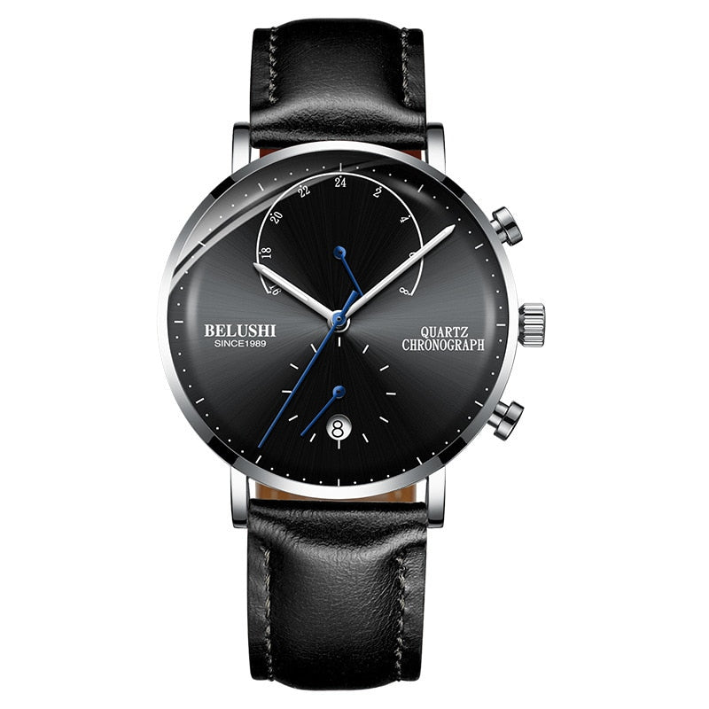 Quartz Watch Men Watches Modern Chronograph Men Watch Leather Strap Watches Man Imitation Luxury Men'S Sports Watch
