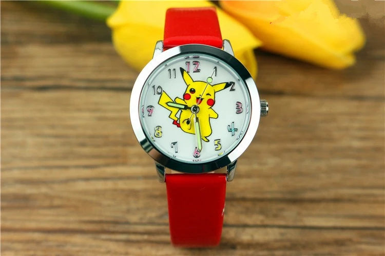Pokemon children watch Quartz Leather Wrist Watches Clcok men women watches Christmas holiday party gifts  Toys