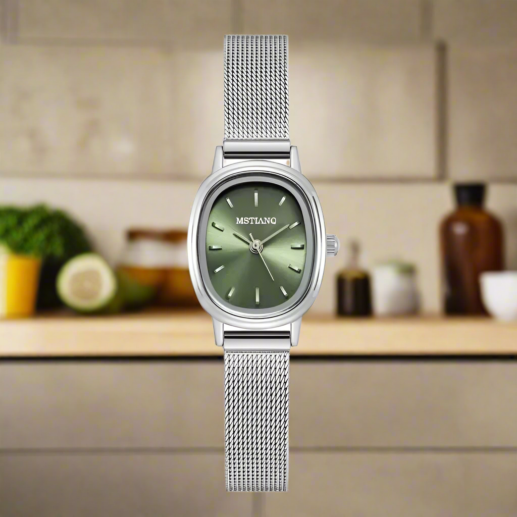 Small Oval Dial Green Watch Simple Stainless Steel Ladies Wristwatches Brand Women Luxury Gift Quartz watch