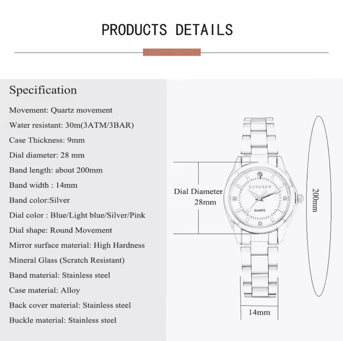 Chronos Women's Quartz Watch with Steel Strip Fashion Timepiece for Stylish Accurateness